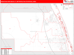 Sebastian-Vero Beach Metro Area Digital Map Red Line Style